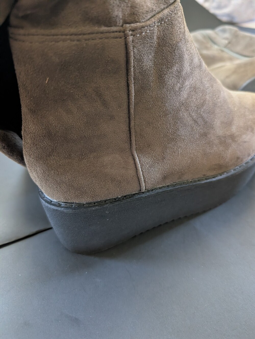 Platform Suede Ankle Boots in Dark Brown - Picture 2 of 4